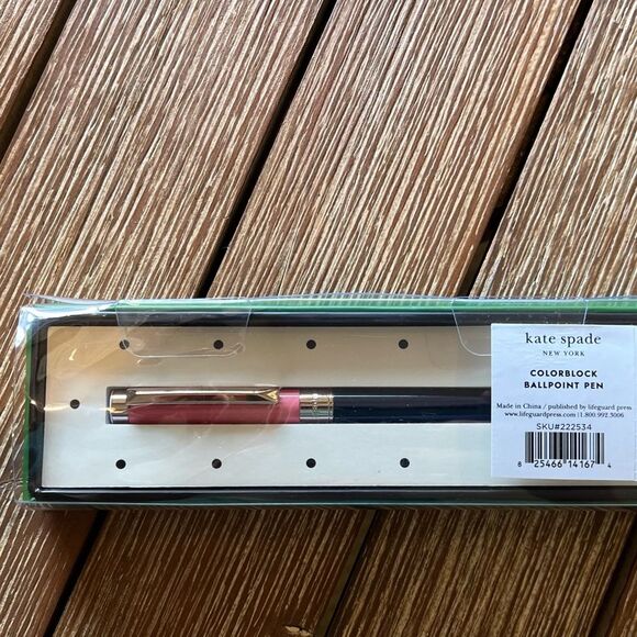 Kate Spade Limited Edition Pink & Navy Blue Colorblock Ballpoint Pen - Picture 10 of 10